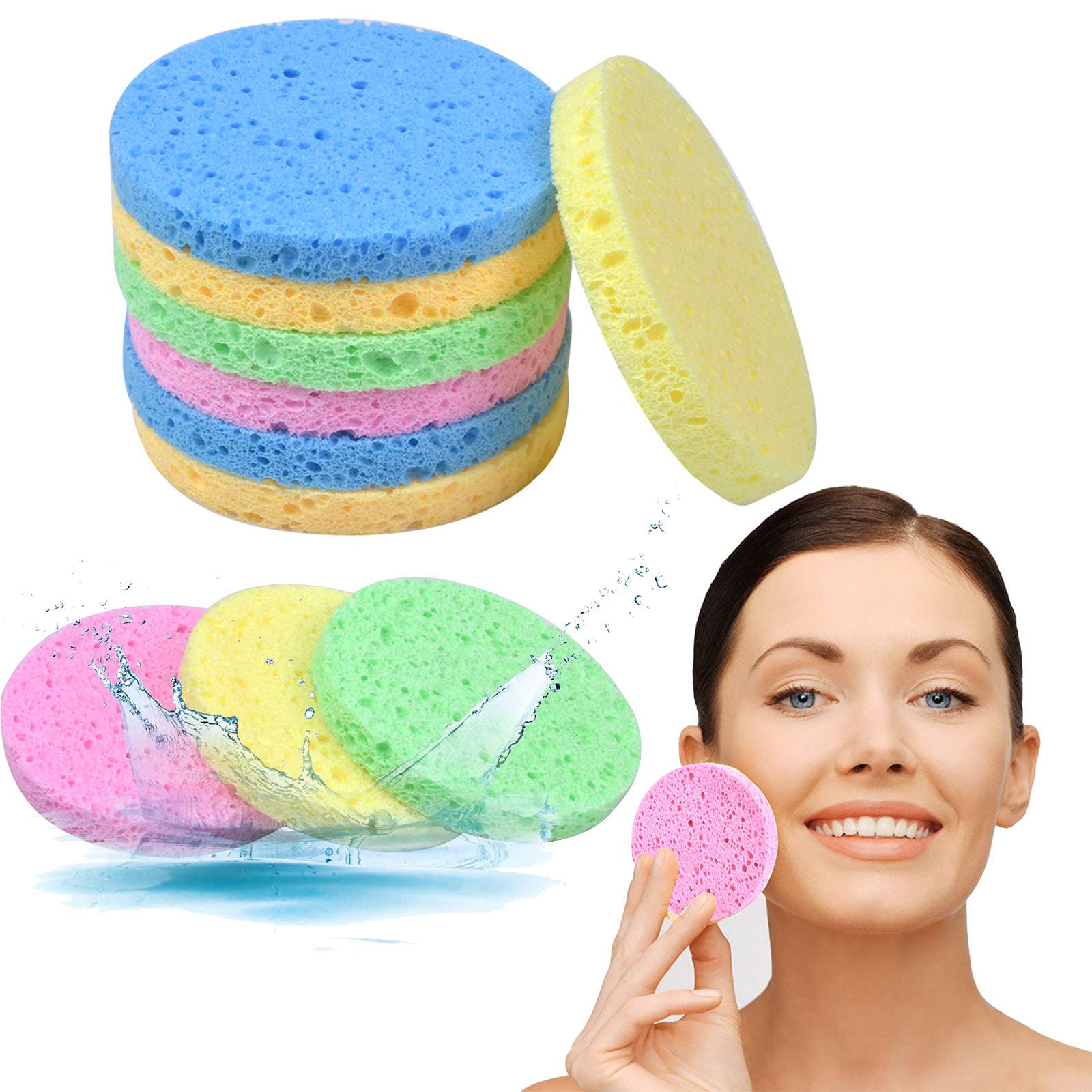 10 Pcs Cleansing Sponges for Face, Natural Cellulose Facial Sponges Ex –  BABACLICK