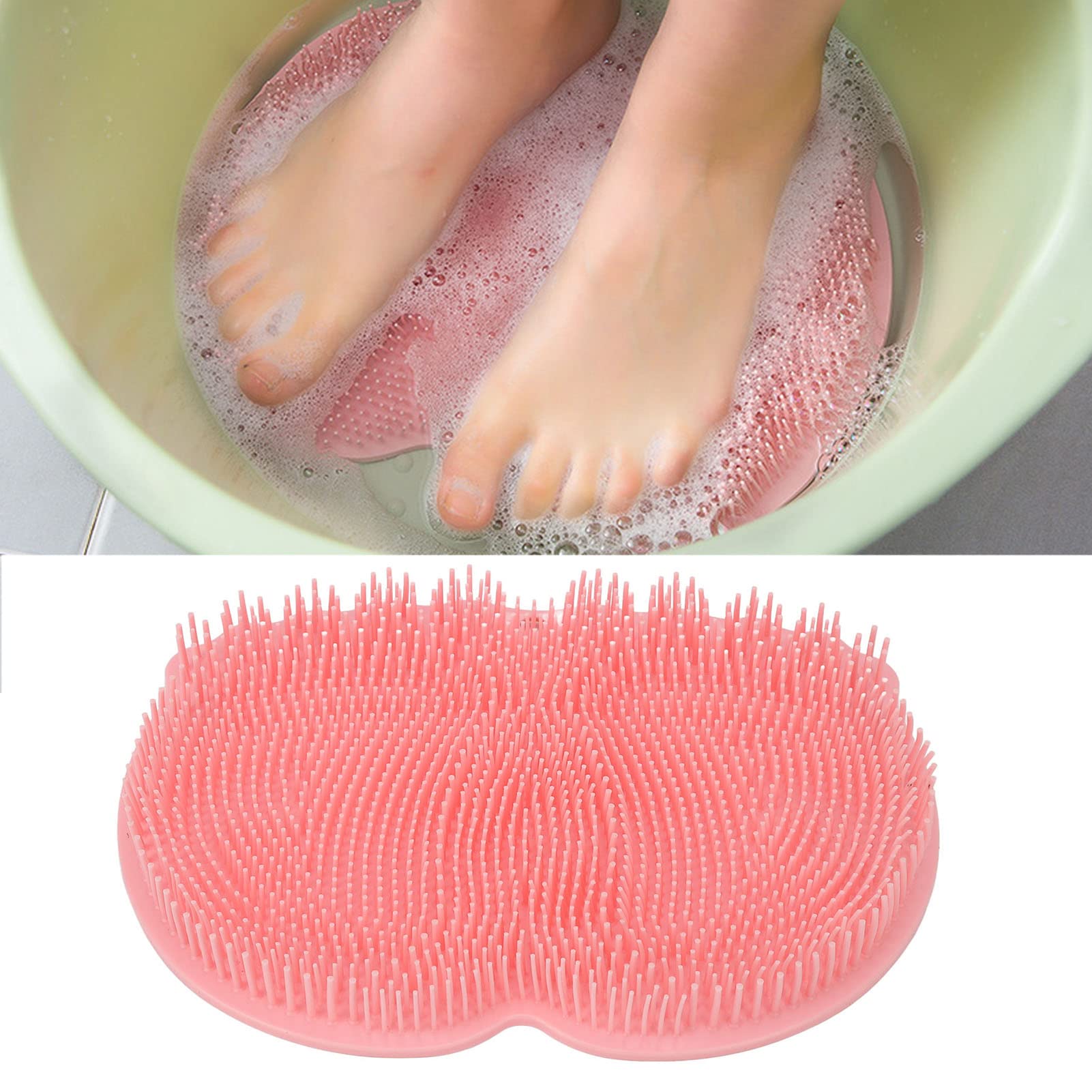 Shower Foot Scrubber Mat with Natural Pumice Stone, Oval Anti Slip Bathtub  Mat Massager with Suction Cups Drain Holes, Non-slip Exfoliating Feet Scrub