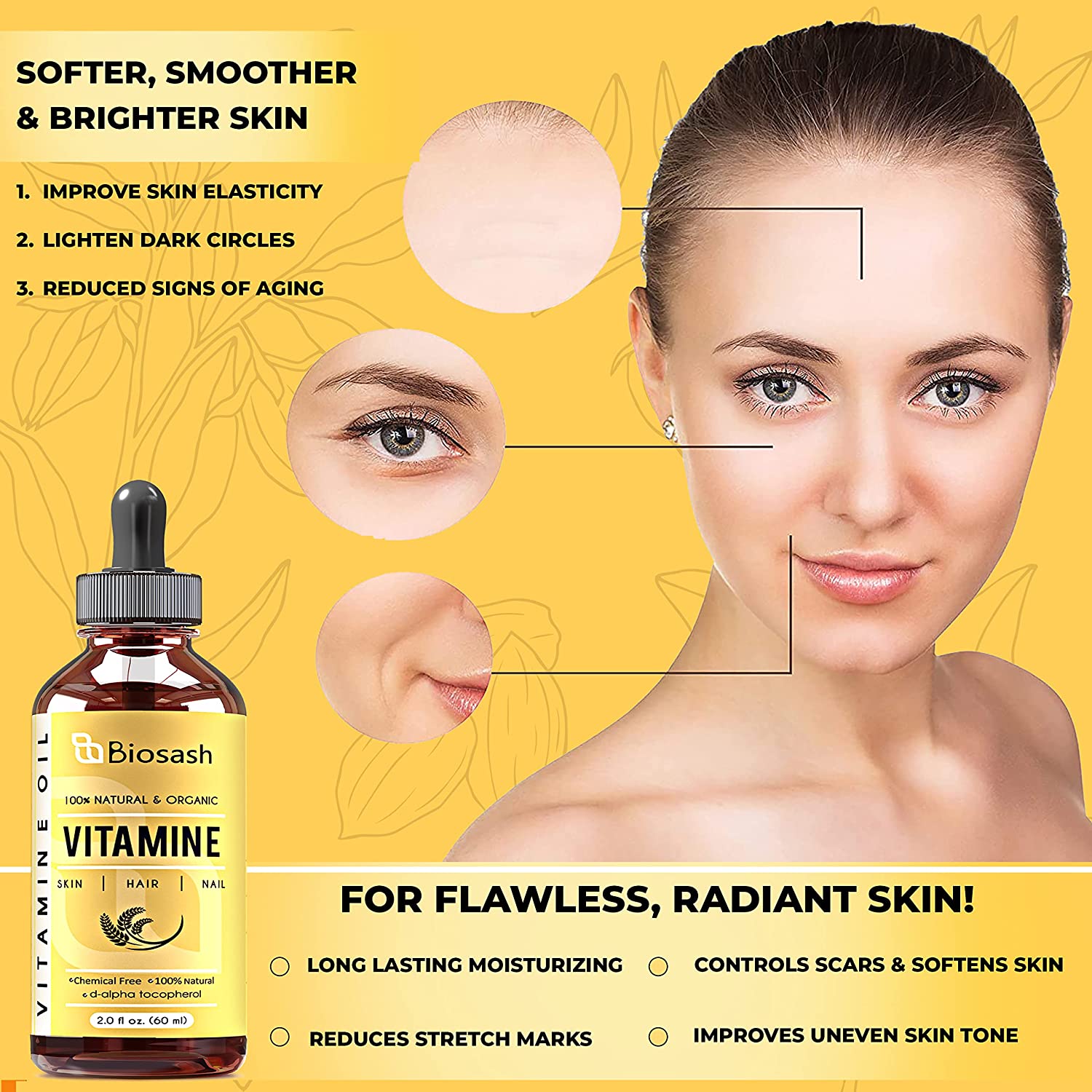 Biosash Vitamin E Oil for Skin  Face Naturally Sourced PlantBased Or   BABACLICK