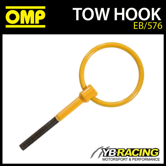EB/572 OMP RACING FLAT ALUMINIUM TOW HOOK YELLOW for RACE/ROAD