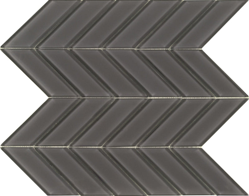Interceramic Brilliance Mosaic Chevron 12" x 12.25" Graphite
