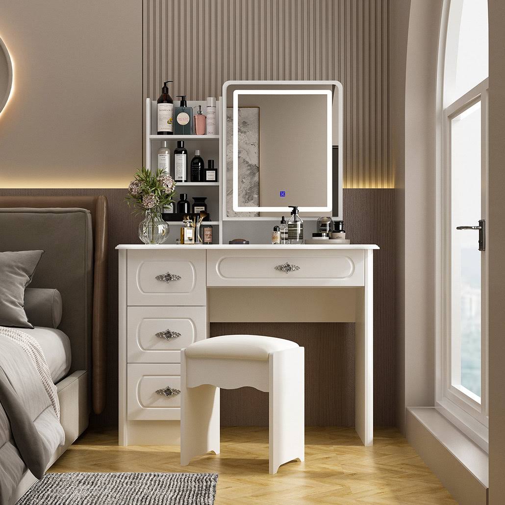 Ajourni Vanity Set with Stool and Mirror Lark Manor BZD9_F3ANB58
