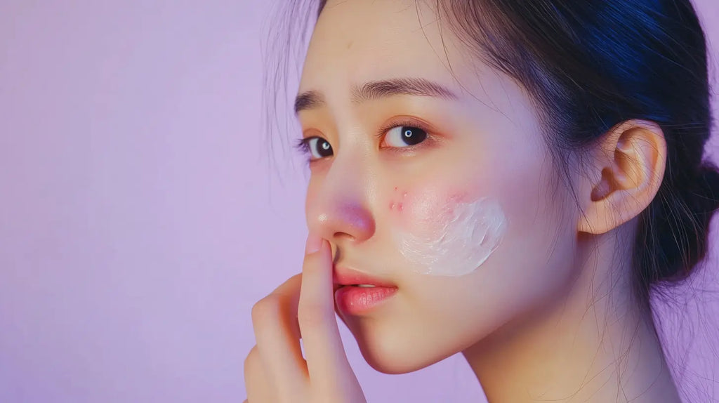 asian woman with acne