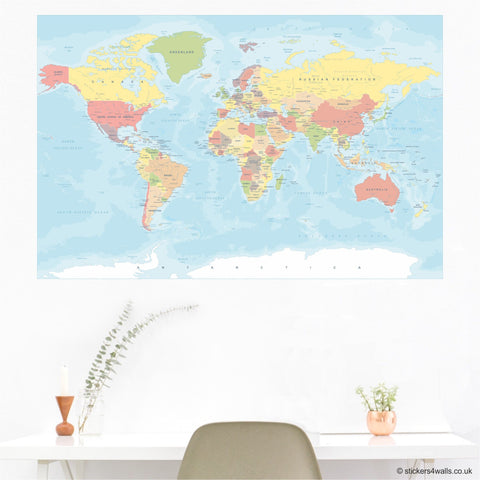 world map wall sticker