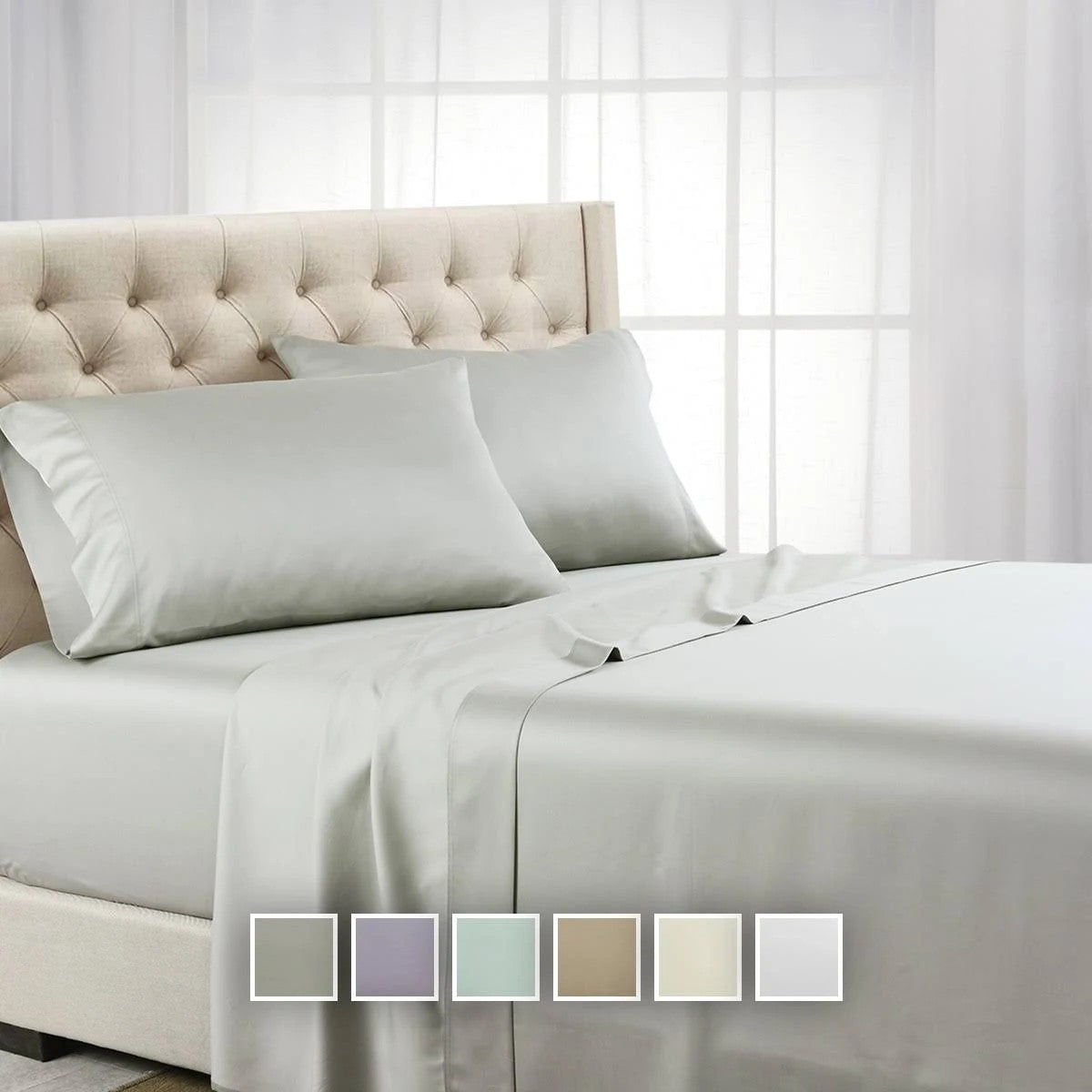 Abripedic Tencel Sheets Sets Eucalyptus 600TC California King / Ivory