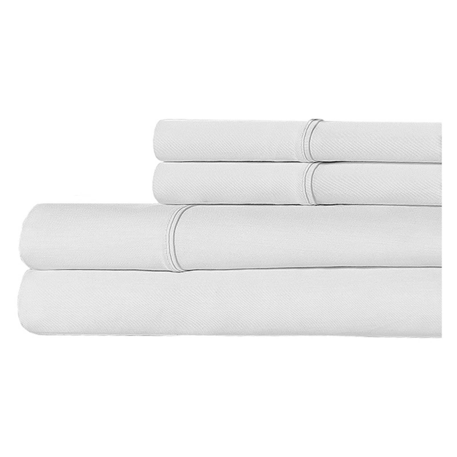 100% Cotton Percale 300 Thread Count 4-Piece Sheet Set - Twin - White