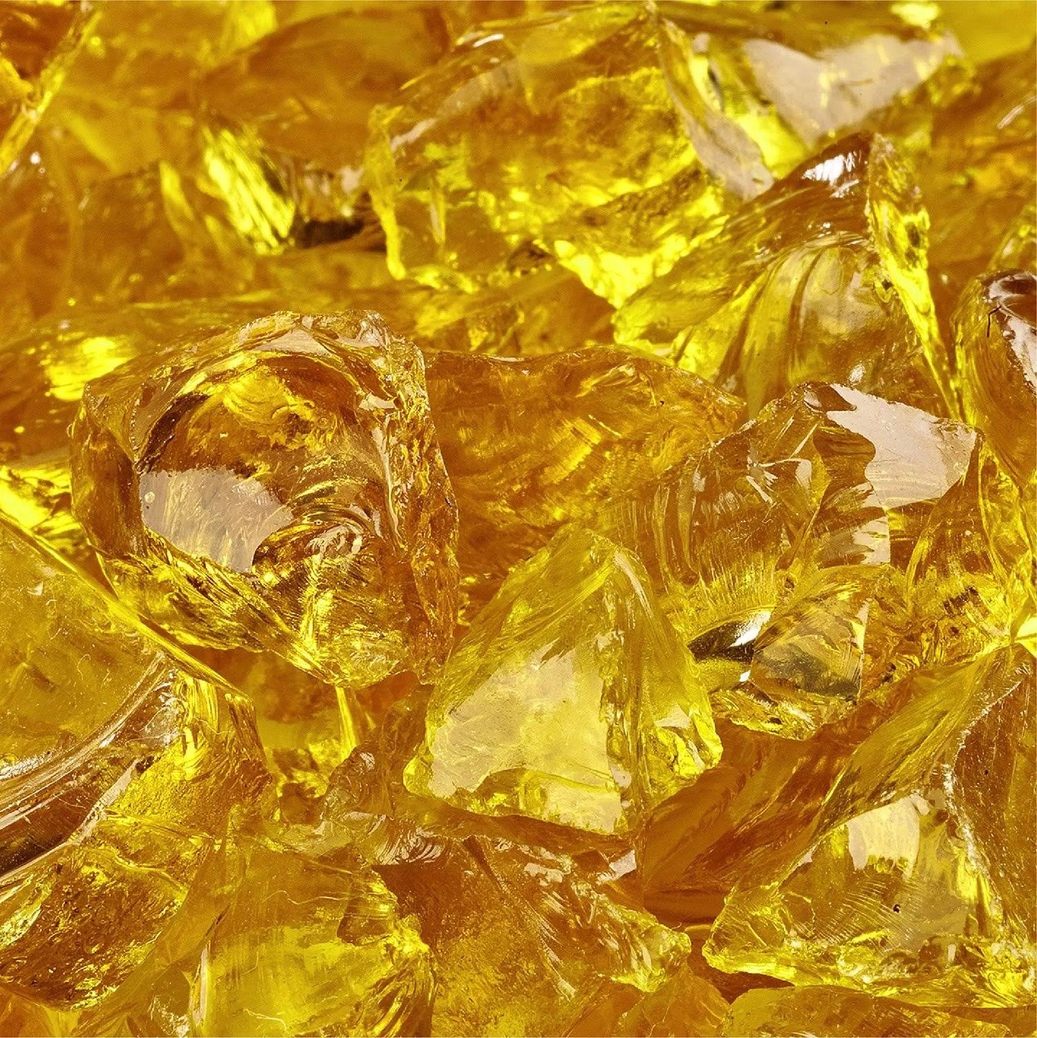 10 lbs. of Sunflower Yellow 1/2 in. to 3/4 in. Crushed Fire Glass