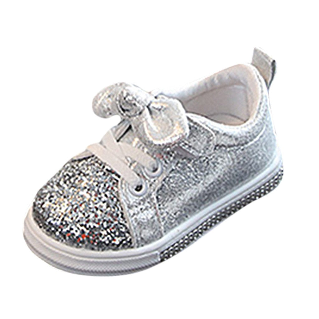Toddler Baby Girls Bow Sequins Run Sport Sneakers Shoes For Glitter Shoes