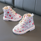 Girl Martin Boots Cute Strawberry Printing Warm Female Baby PU Leather Booties Autumn Winter Thin Cotton Kids Shoes
