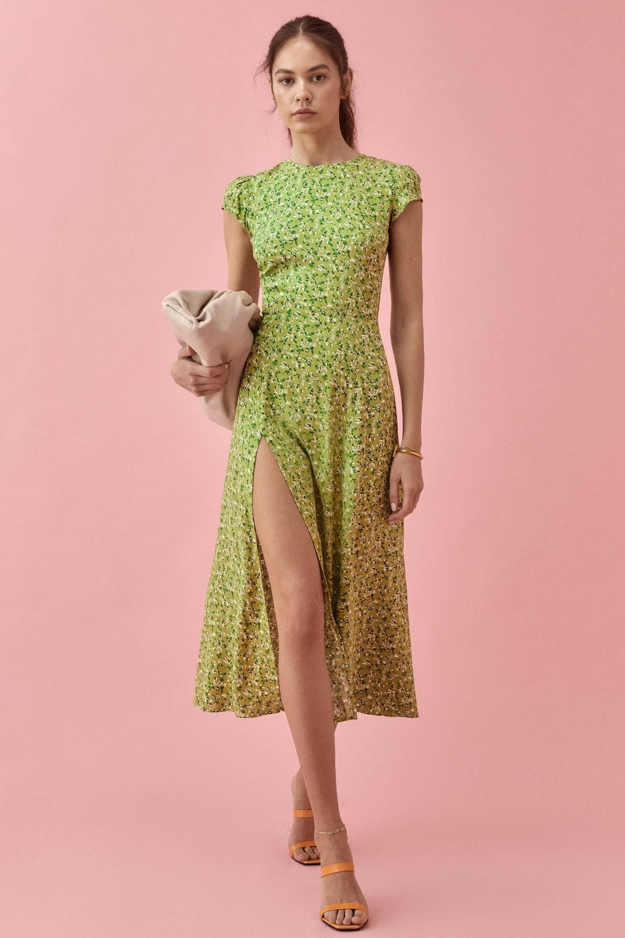 Cami Floral Backless Tiered Hem Maxi Dress Green