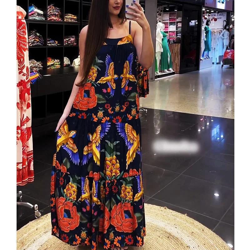 Stylish Printed Spaghetti Strap Maxi Dress for Summer Fashion