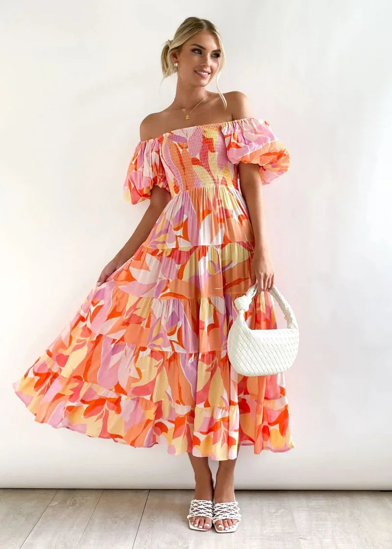 Stunning Floral Print Maxi Dress with Sexy Backless Design