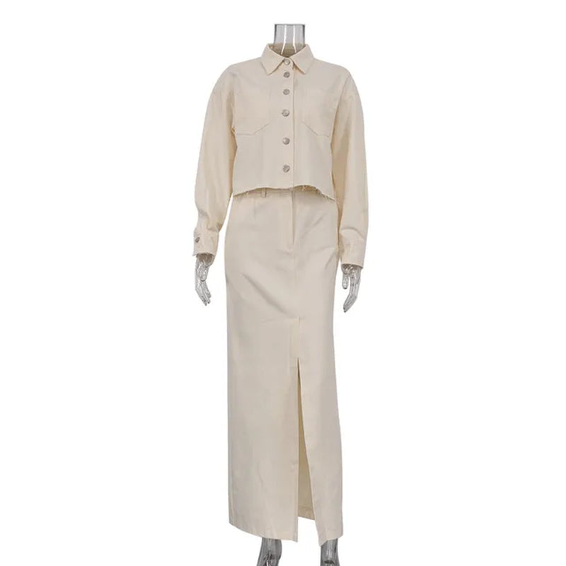 Elegant French Two-Piece Skirt Suit Set for Women
