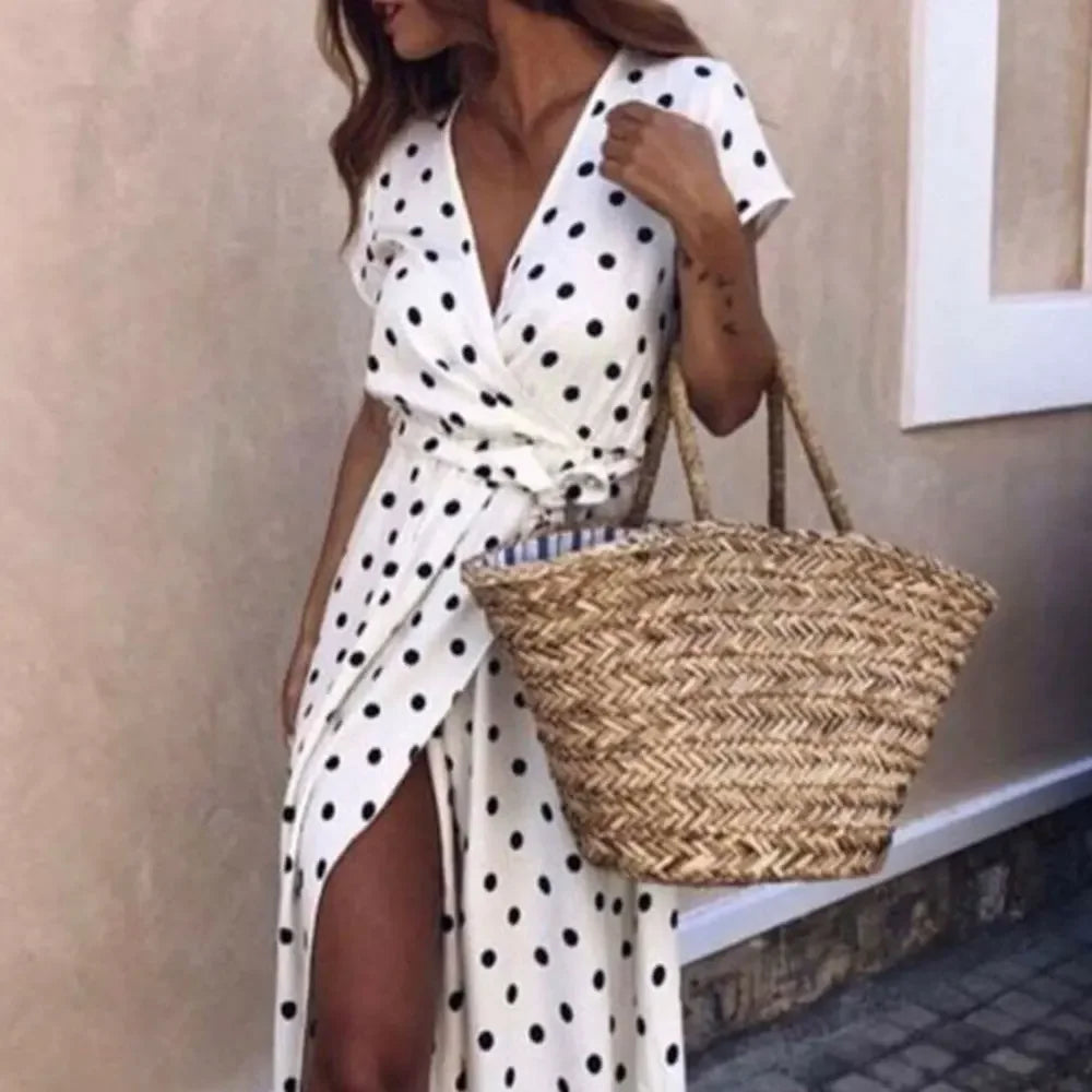 Summer Polka Dot Maxi Dress for Women Beach Party - Image 5