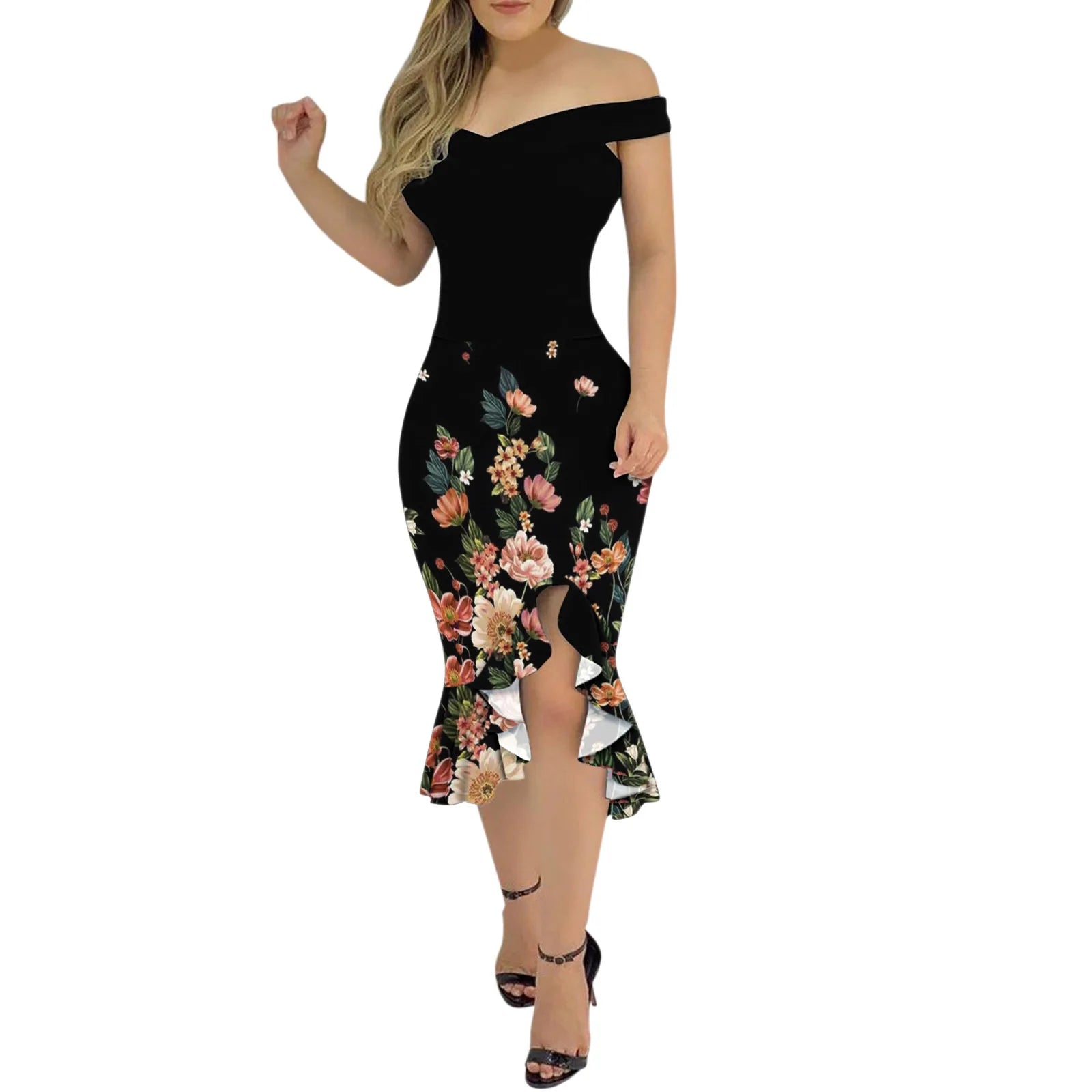 Women's Colorful Asymmetrical Summer Midi Dress with Side Split - Image 6
