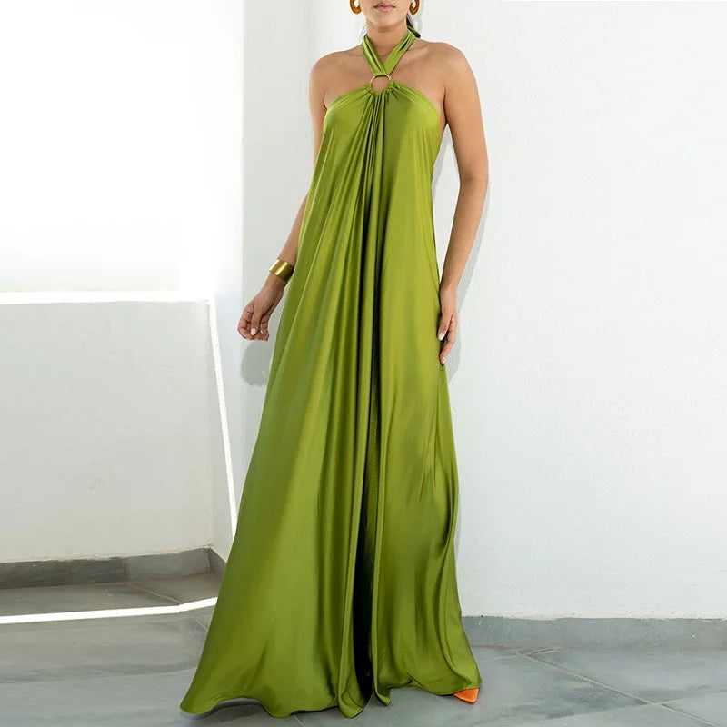 Women's Elegant Summer Swing Dress with Sexy Backless Detail - Image 3