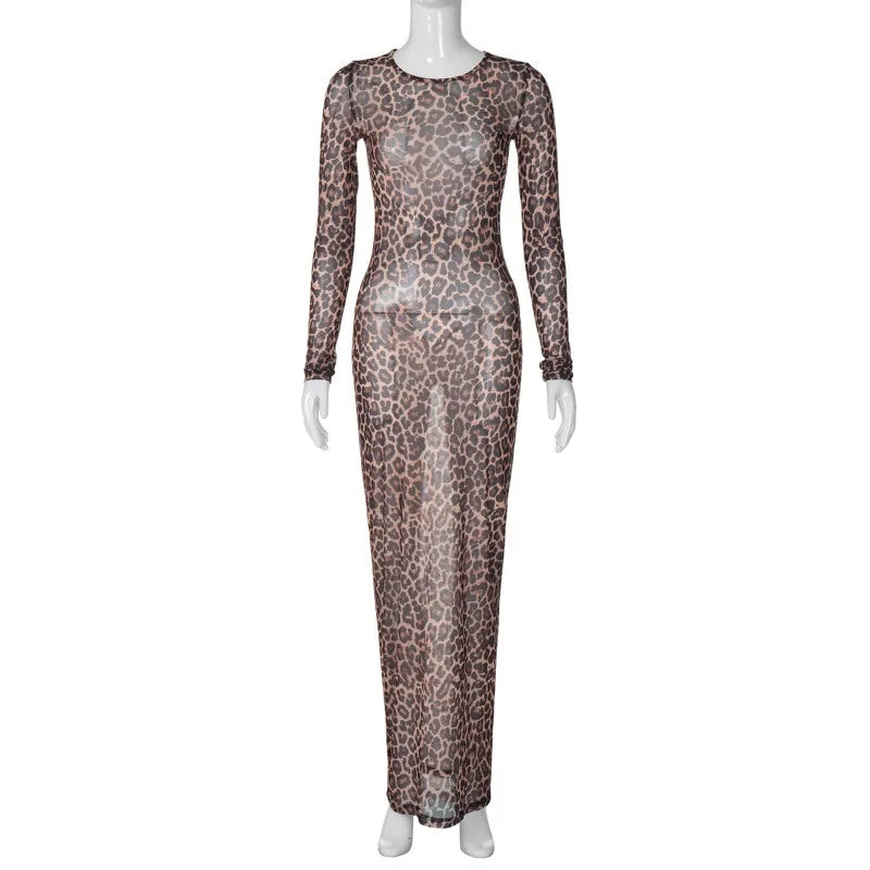 Summer Sexy Spicy Mesh Leopard Maxi Dress for Women - Image 4