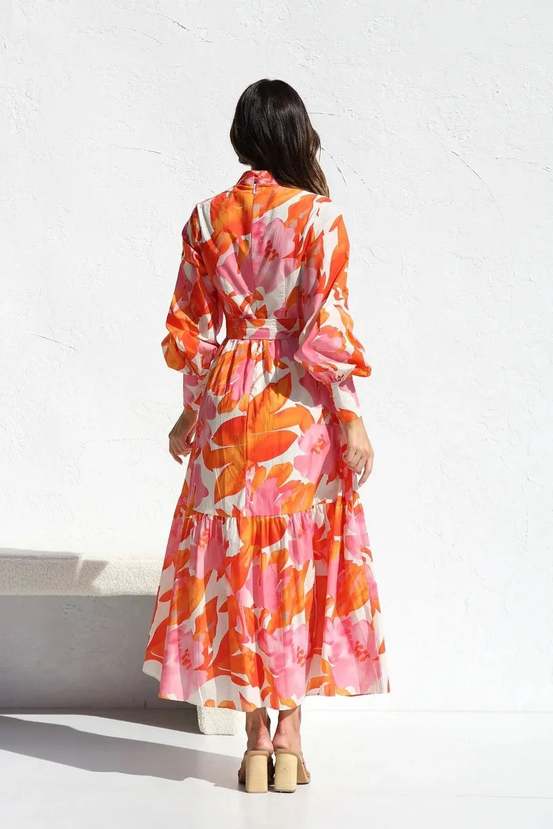 Stylish Floral Maxi Dress with Lantern Sleeves for Women - Image 6