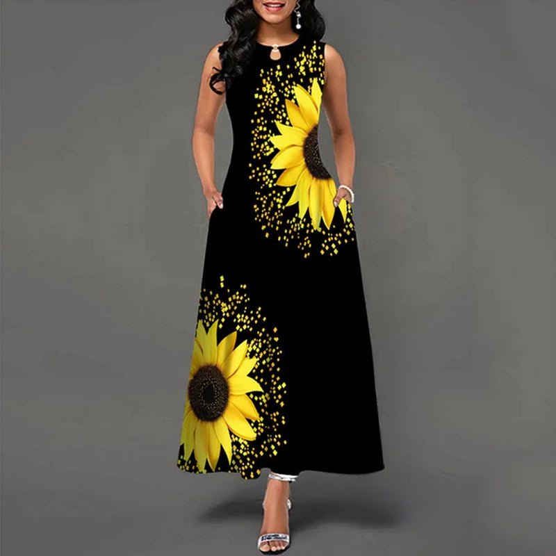 Sleeveless floral print maxi dress for casual summer events - Image 10
