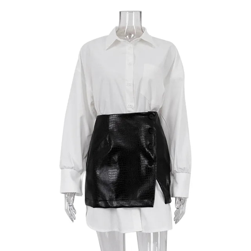Stylish Spring Women's Clothing Set: White Shirt and Short Skirt