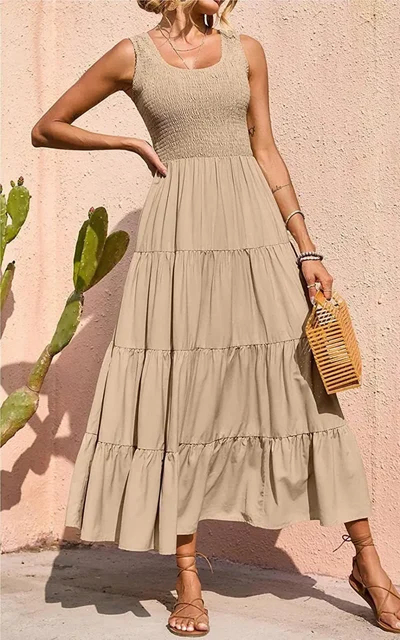 Vintage Maxi Dress: Elegant Summer Women's Sleeveless High Waist Dress - Image 9