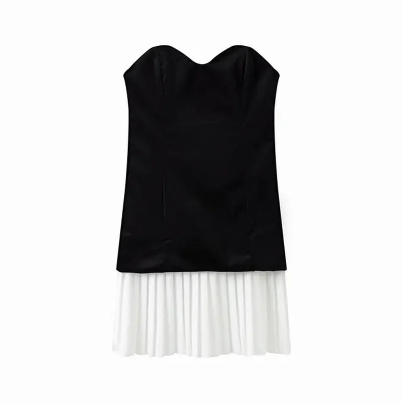 Summer Pleated Mini Dresses: Bra Patch Sleeveless Velvet Dress
