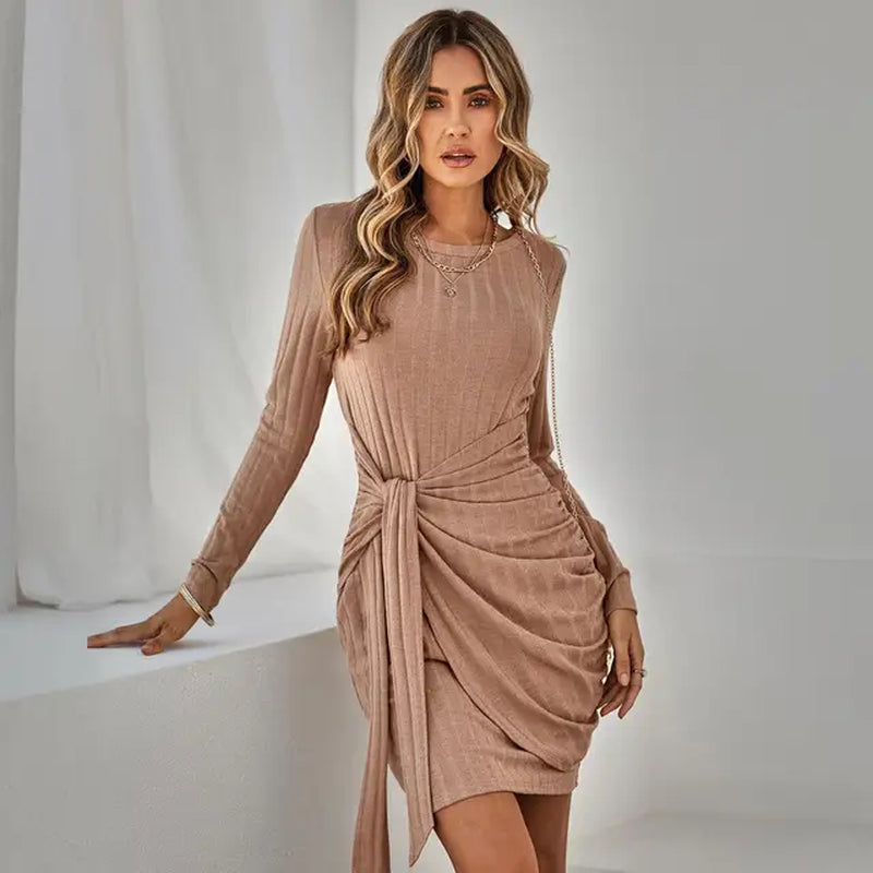Stylish Women's Long Sleeve High Waist Belt Mini Skirt - Image 9