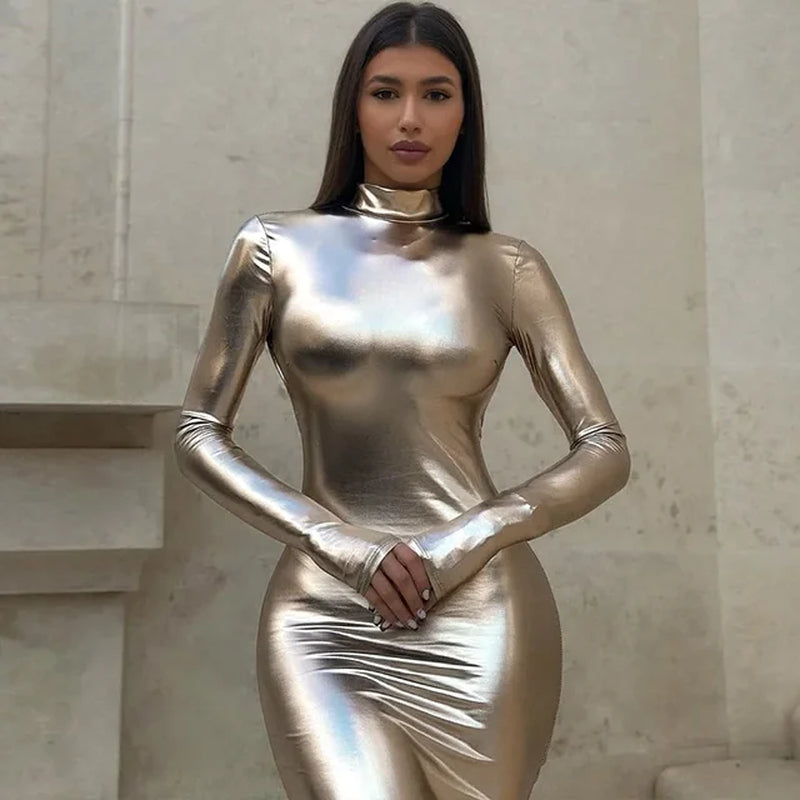 Chic Women's Long Sleeve Bodycon Dress for Parties - Image 9