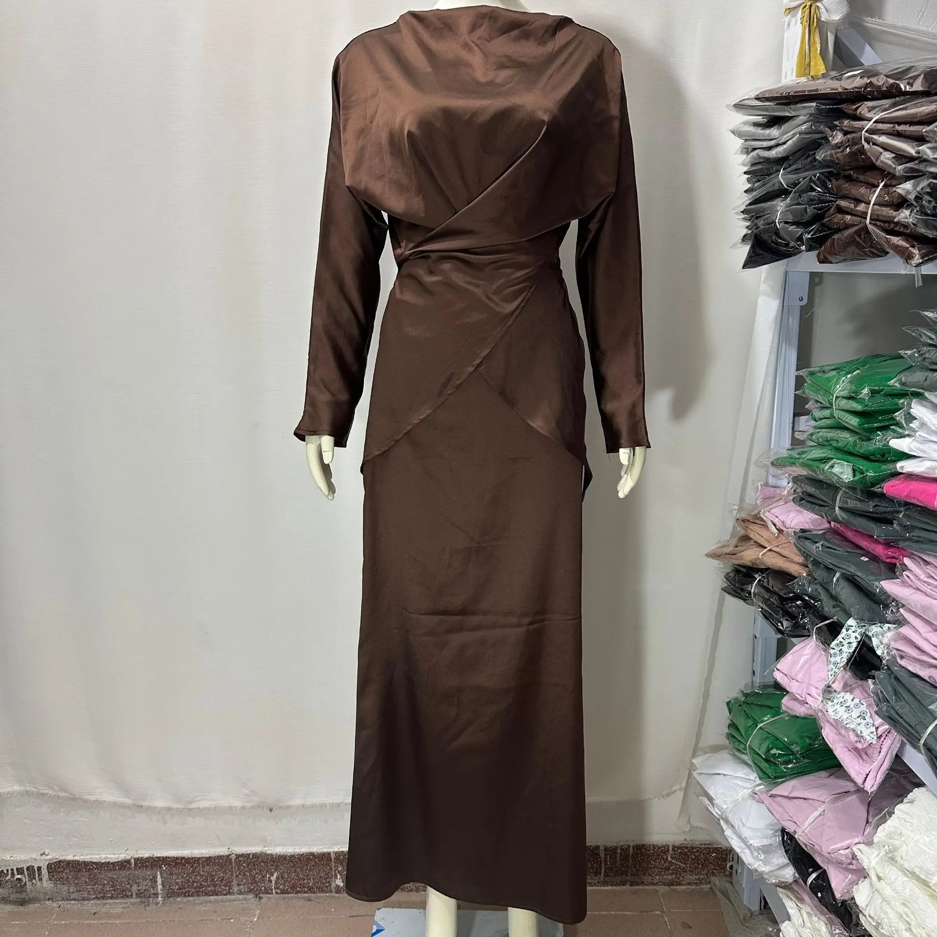 Elegant Lace-Up Longsleeve High-Waisted Skirt Set for Vintage Parties - Image 8