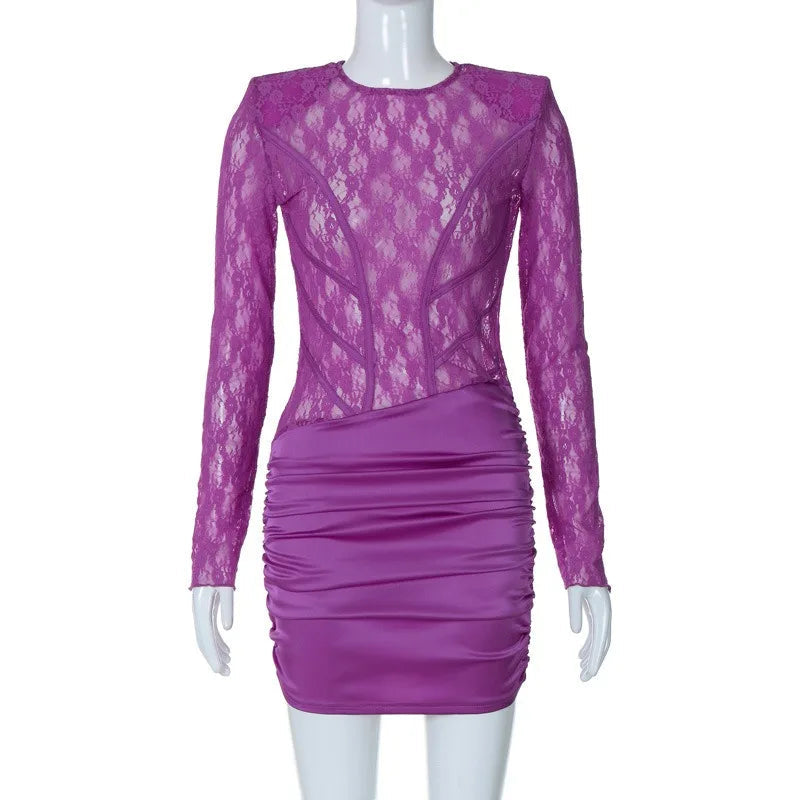 Backless Patchwork Lace Mini Dress for Women: Elegant Partywear - Image 4