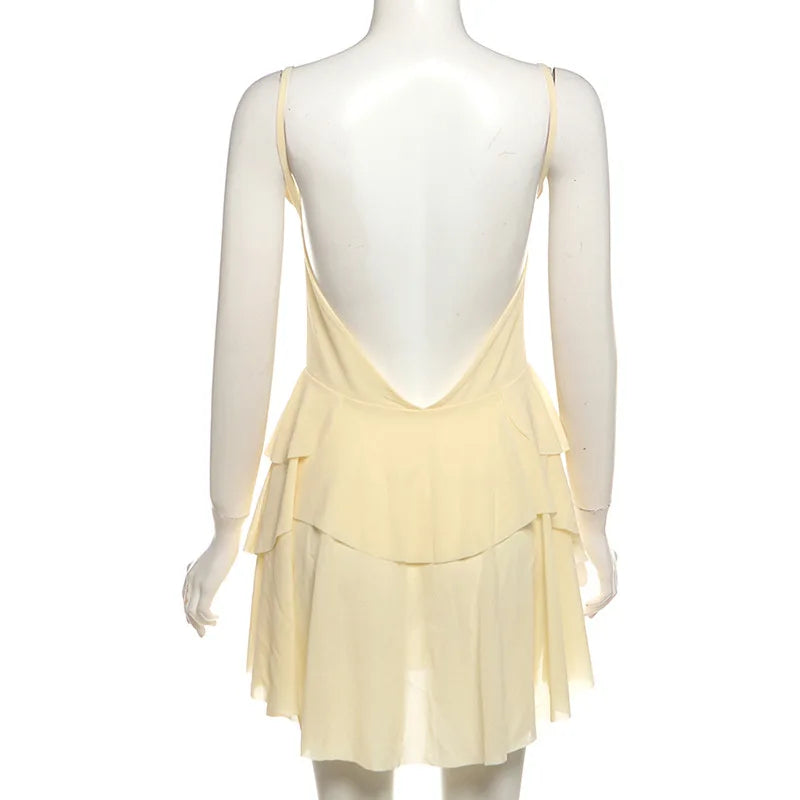Summer Elegant Strapless Backless Mini Dress Women Sleeveless Ruffles - Image 7