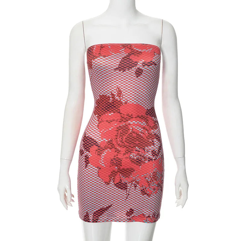 Summer Floral Mesh Patchwork Bodycon Mini Dress - Women's Fashion - Image 6