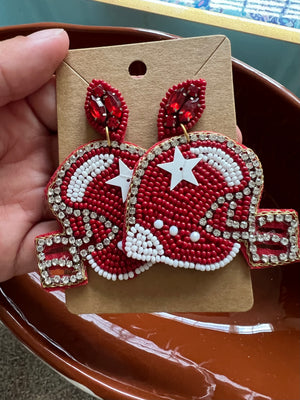 Burgundy Football Helmet Dangle Earrings - Lady Like Life