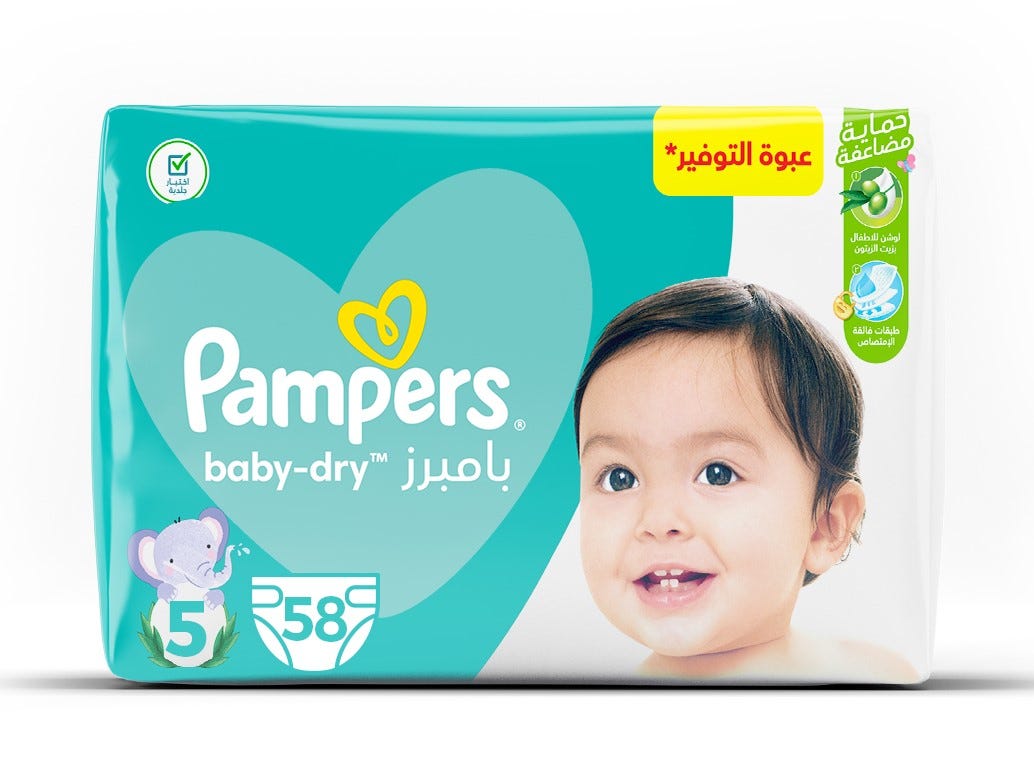 Pampers Baby Dry Size 5 Junior Diapers - 11-25 KG - 58 Diapers, Buy ...