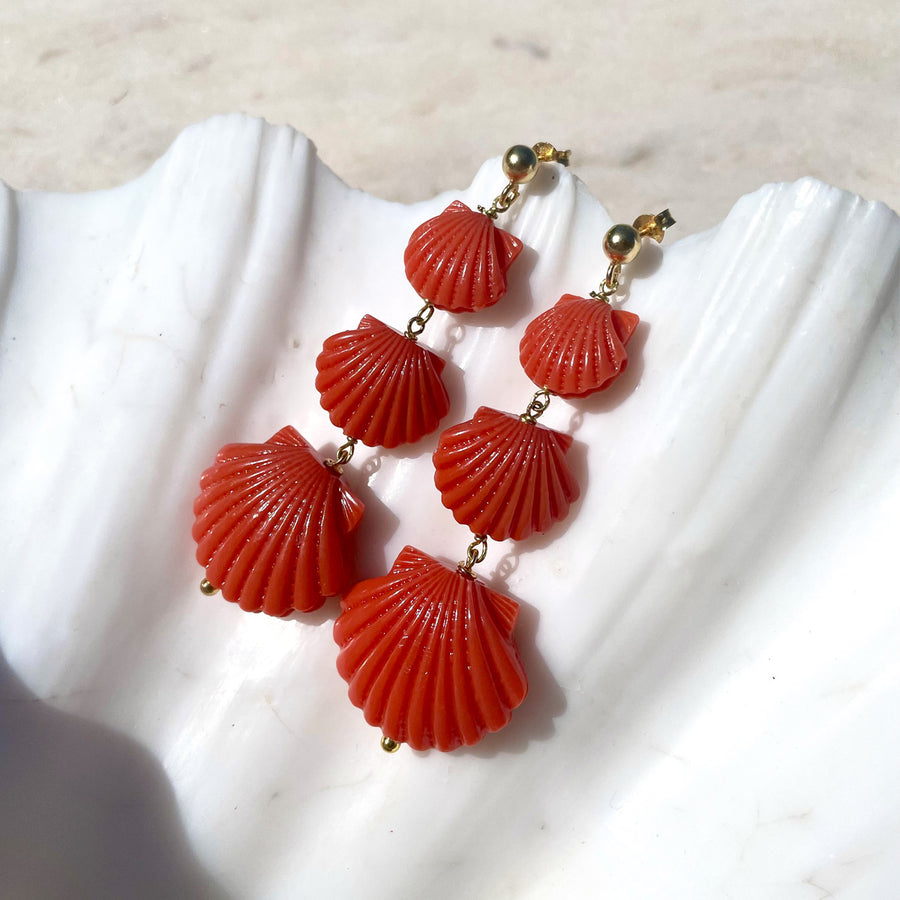 Katerina Psoma Coral Shell Dangle Earrings