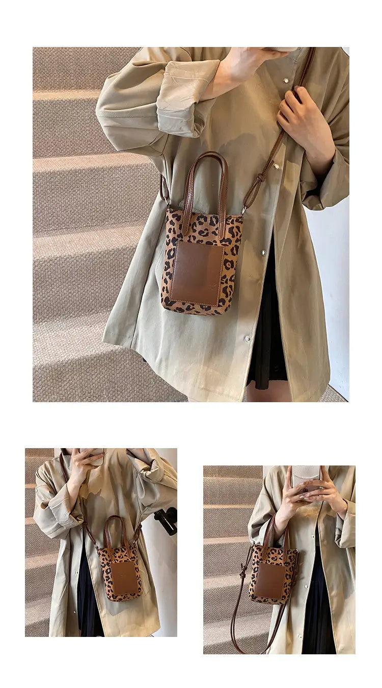 Women’s Crossbody Bag Retro Leopard Print Shoulder Bag
