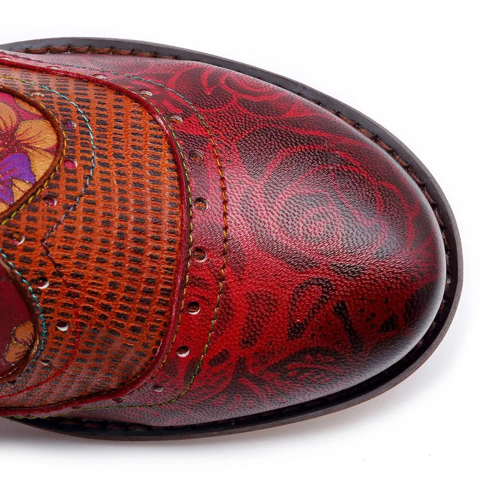 Ladies’ Retro Ethnic Boots Lace Pattern Cowboy Boots