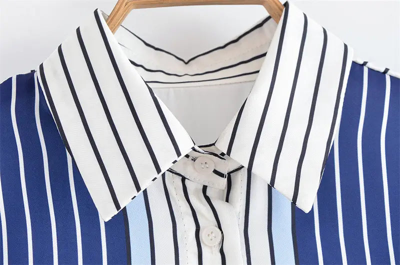 Women’s Striped Patchwork Shirt and Casual Pants