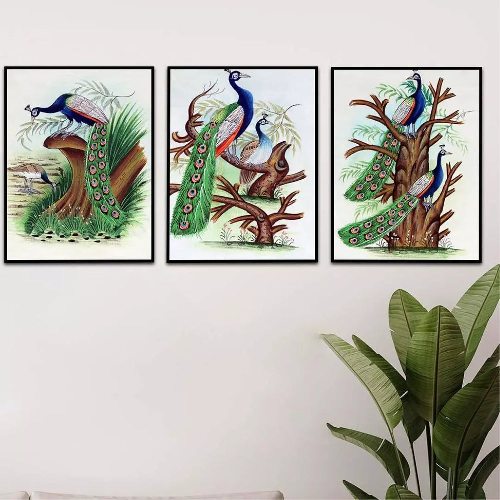 Shop for handmade Bird painting of Peacock & Peahen – Sumaavi