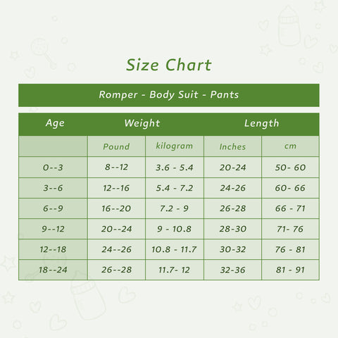 size chart rompers