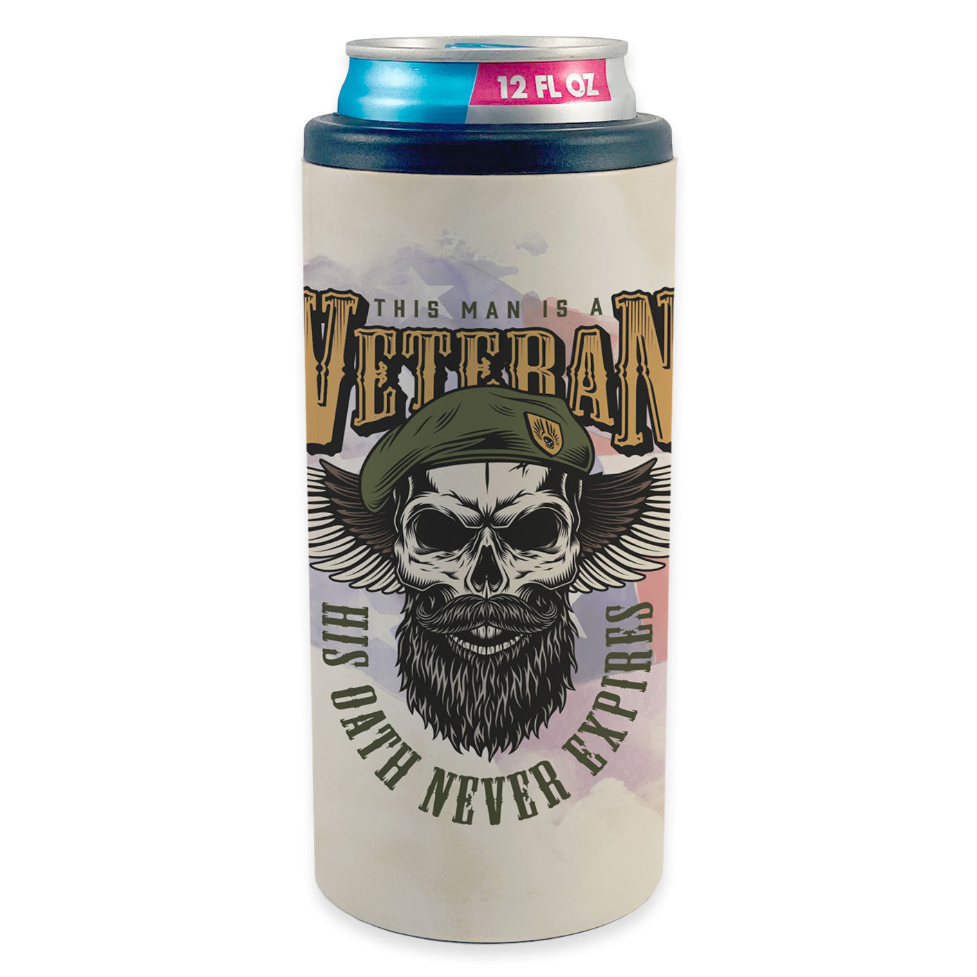 Career Collection (Veterans Oath) 12 Oz Stainless Steel Slim Can Cooler