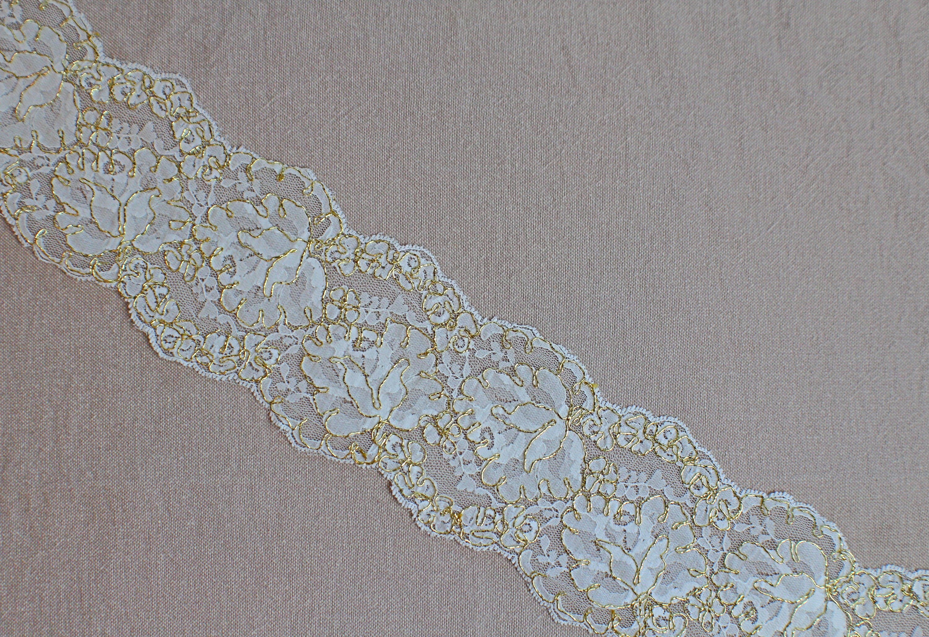 Novelty Vintage Gold Corded Galloon Lace 3 5/8" Wide
