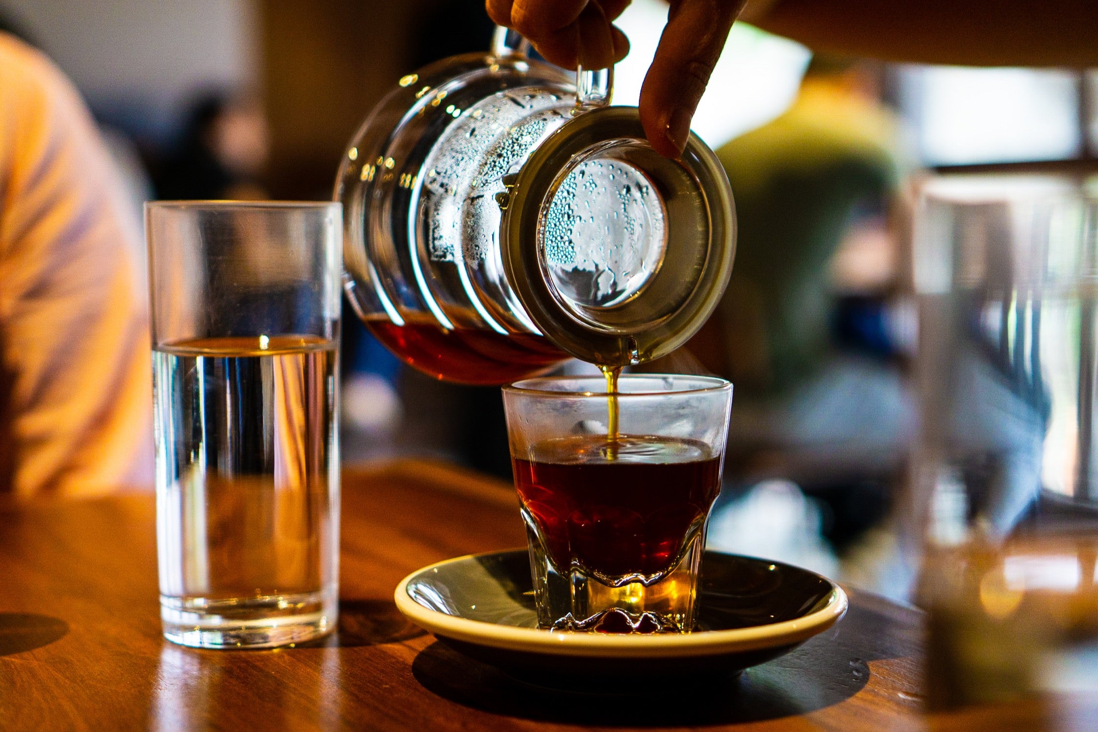 Decanting coffee at Franco