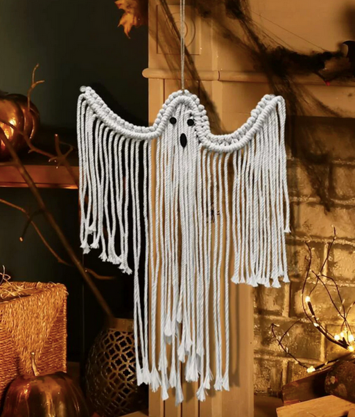 Halloween Ghost Macrame Wall Hanging
