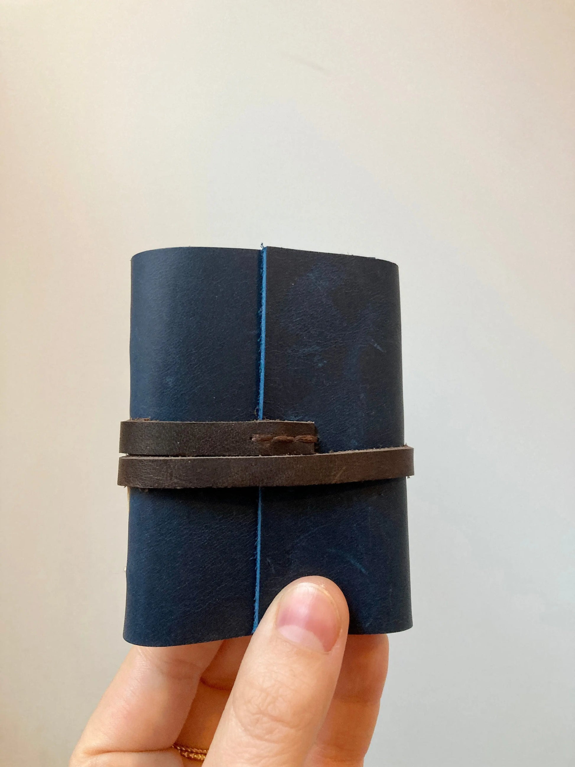 Mini Leather Journal - Blue/Brown Style Thrive Handmade