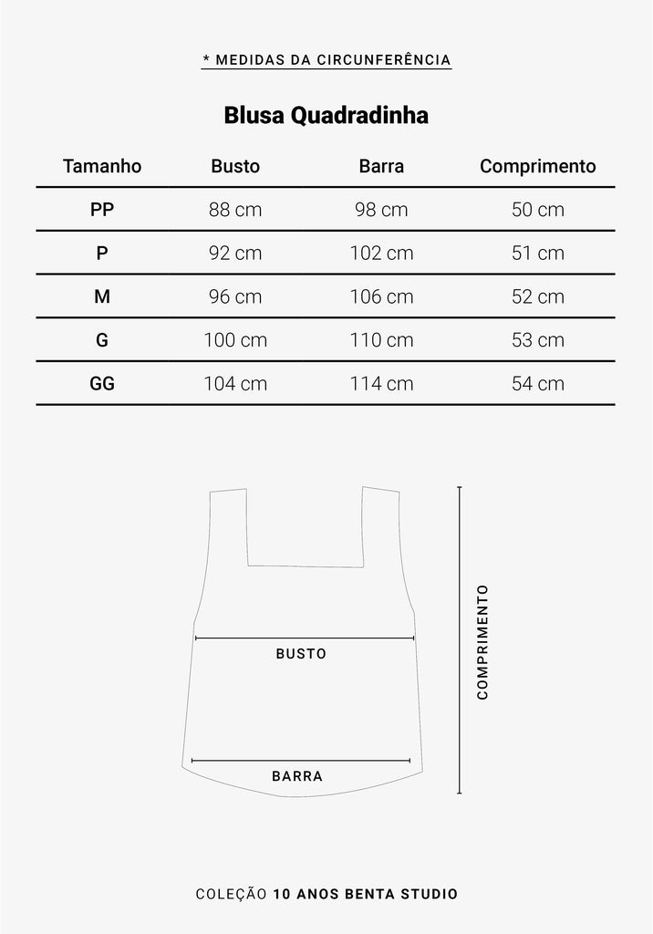 blusa quadradinha medidas