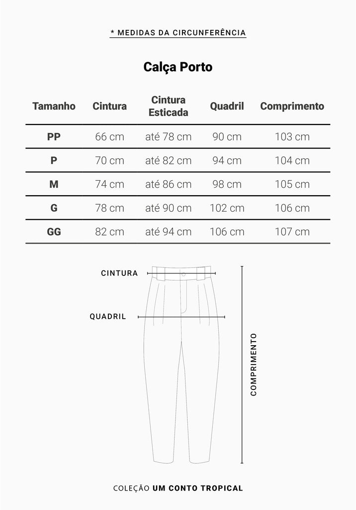 calça porto medidas