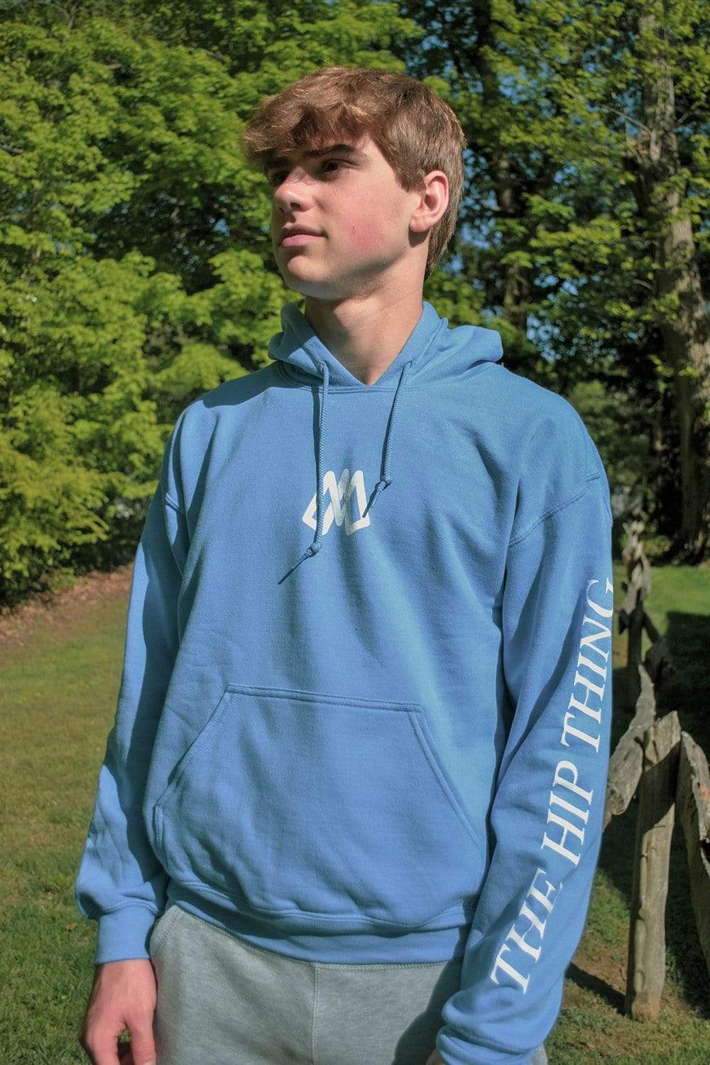 light blue graphic hoodie