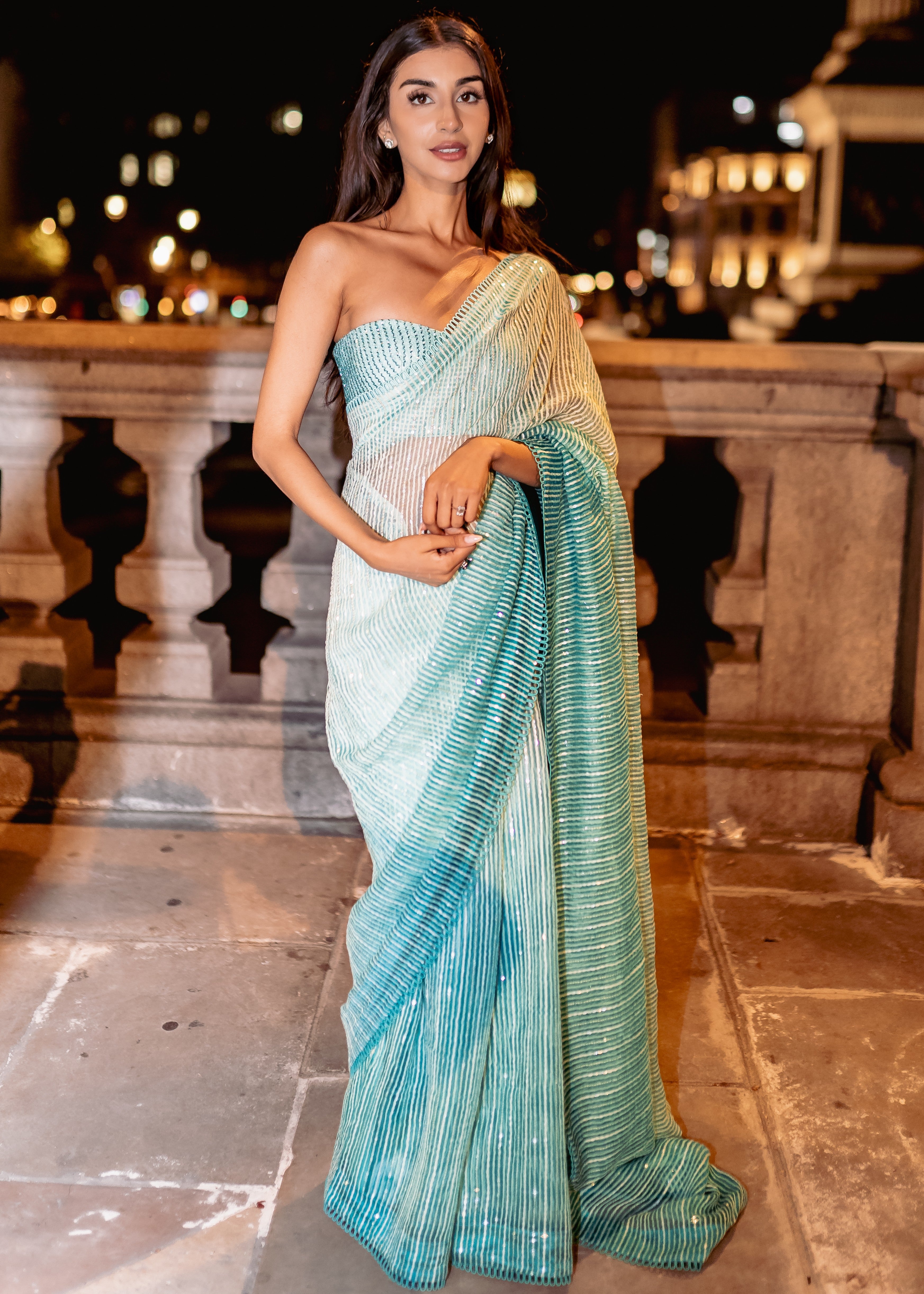 Sage Green Handloom Organza Sari