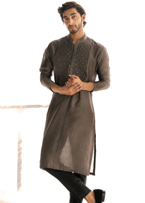 Taupe Chikankari Kurta